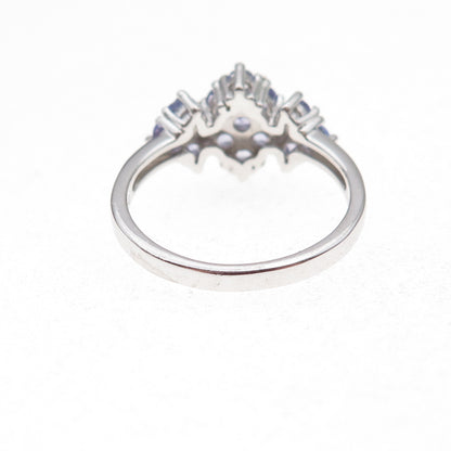 925 Sterling Silver Real Round-Cut Tanzanite Ring Size 8.25