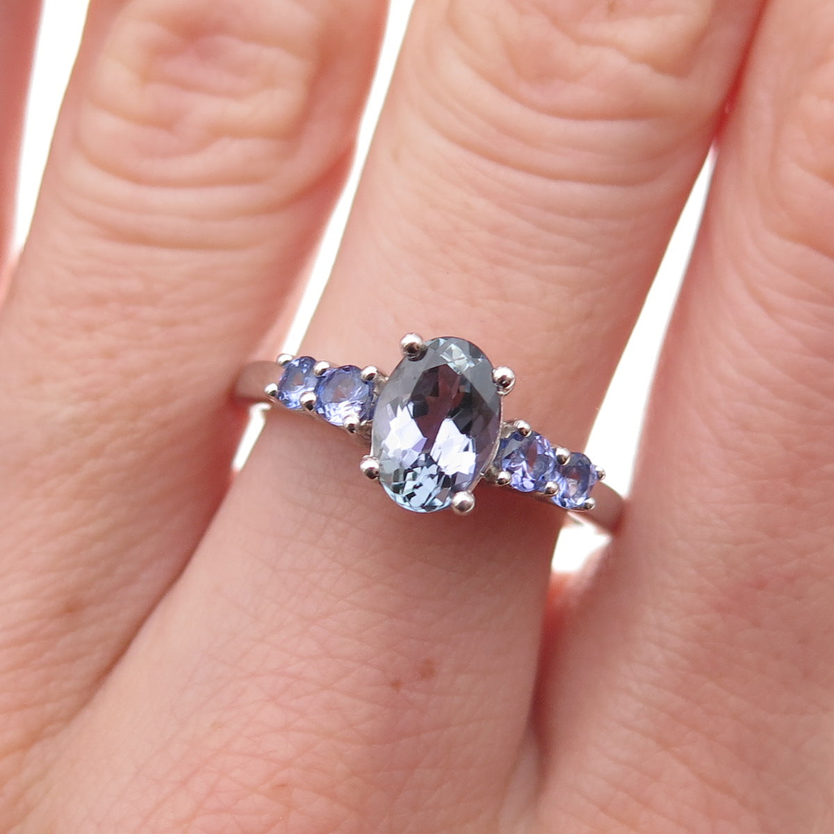 Chuck Clemency 925 Sterling Silver Real Iolite & Tanzanite Ring Size 8
