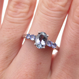 Chuck Clemency 925 Sterling Silver Real Iolite & Tanzanite Ring Size 8