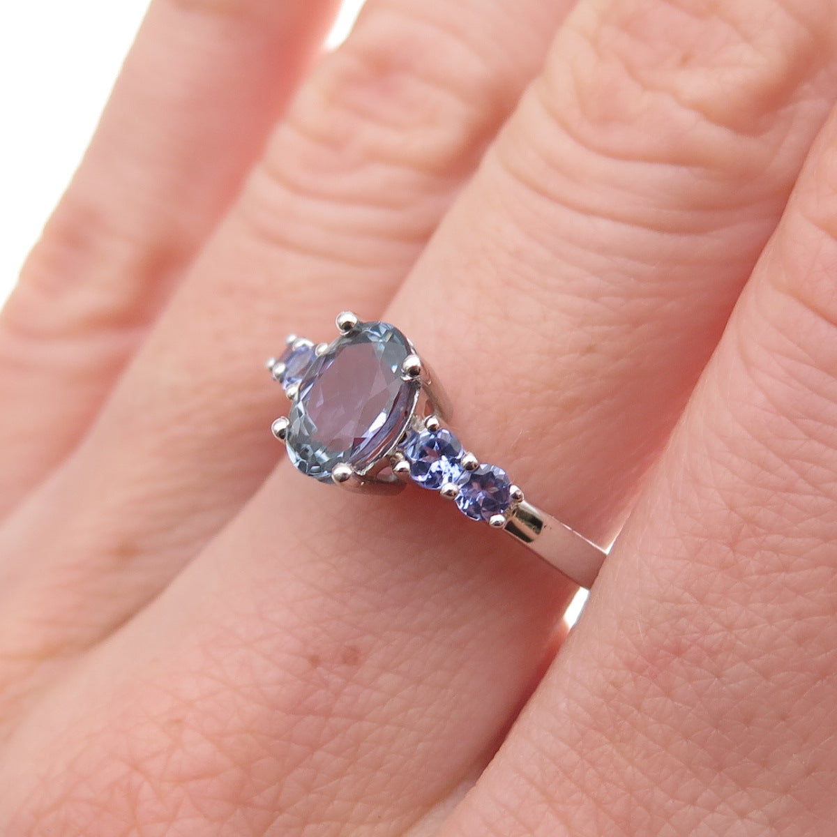 Chuck Clemency 925 Sterling Silver Real Iolite & Tanzanite Ring Size 8