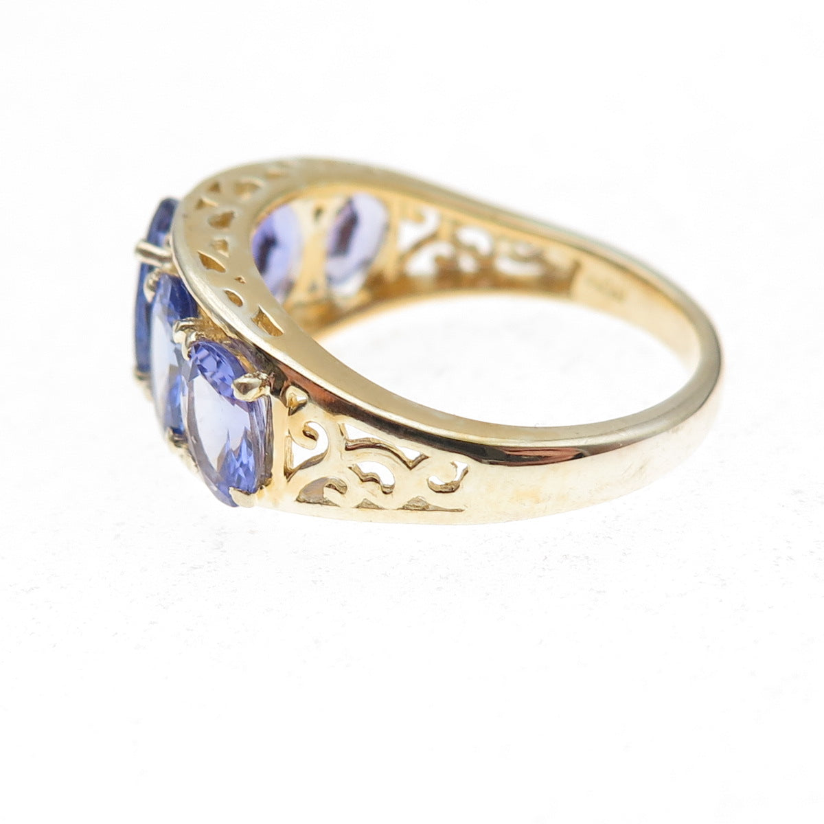 925 Sterling Silver Gold Plated Real Oval-Cut Tanzanite Ring Size 8