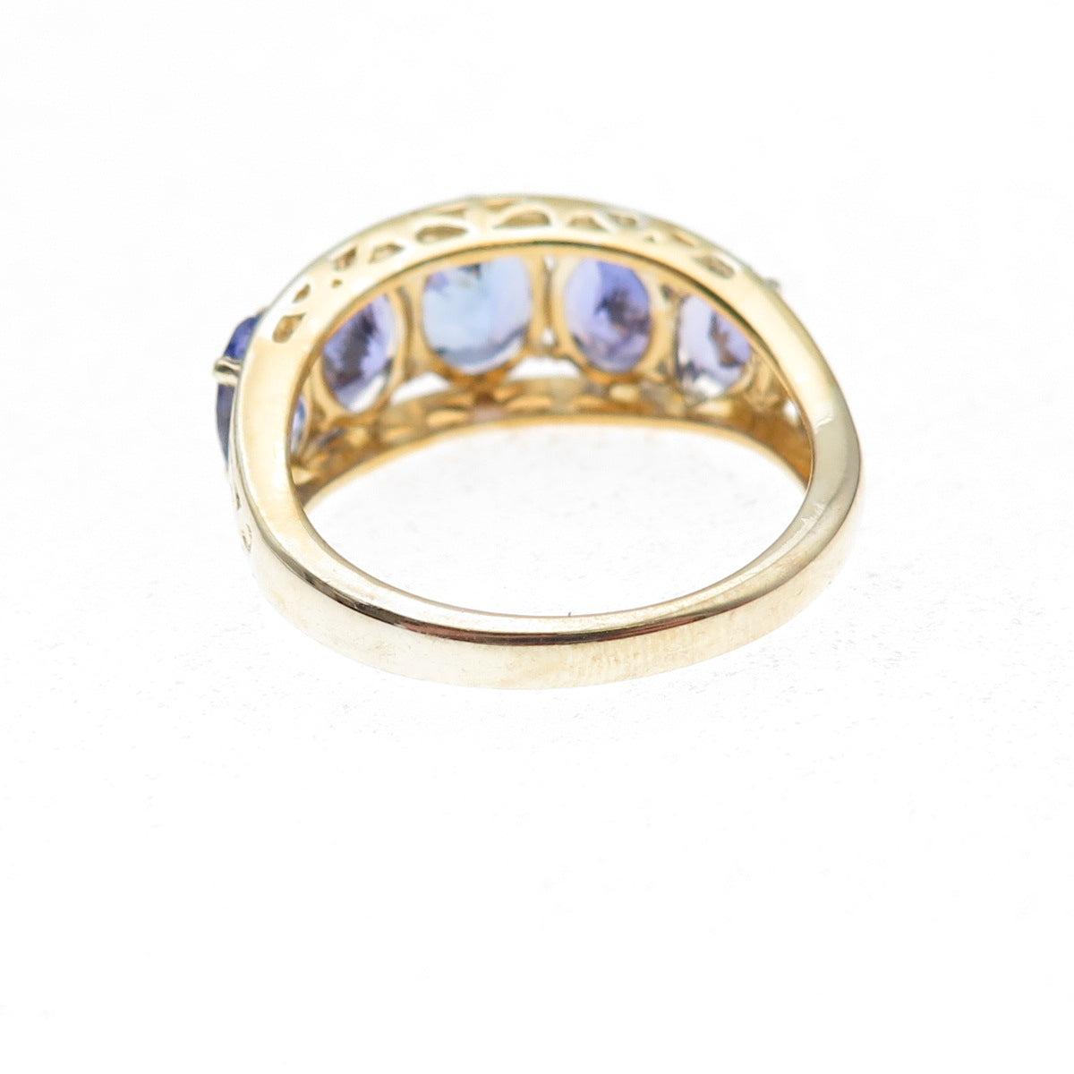 925 Sterling Silver Gold Plated Real Oval-Cut Tanzanite Ring Size 8