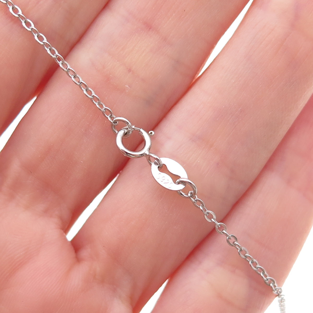 925 Sterling Silver Real Round-Cut Diamond & Tanzanite Cable Chain Necklace 18"