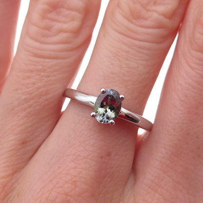 925 Sterling Silver Real Oval-Cut Iolite Ring Size 8
