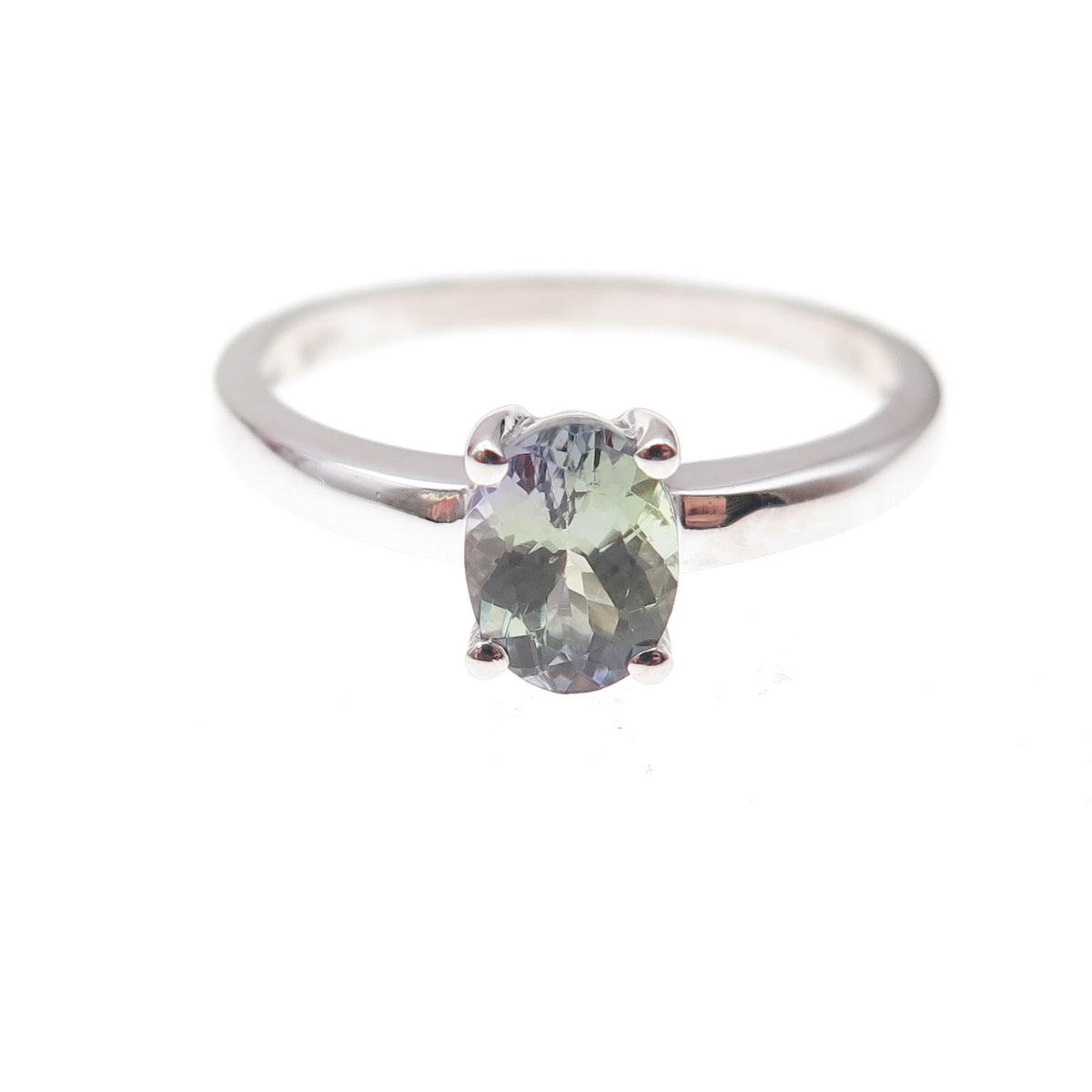925 Sterling Silver Real Oval-Cut Iolite Ring Size 8