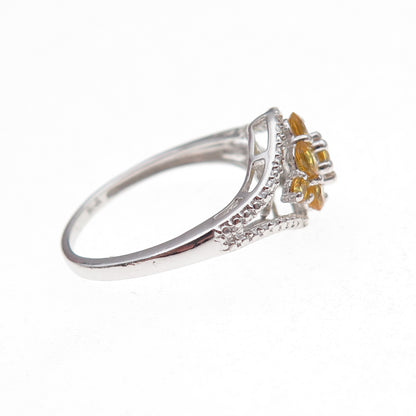 Chuck Clemency 925 Sterling Silver Real Round-Cut Yellow Topaz Ring Size 8