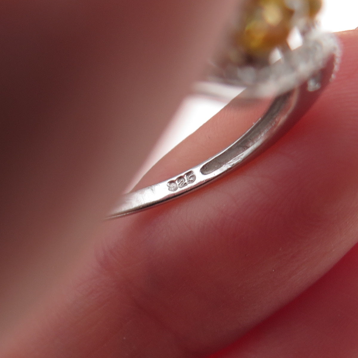Chuck Clemency 925 Sterling Silver Real Round-Cut Yellow Topaz Ring Size 8