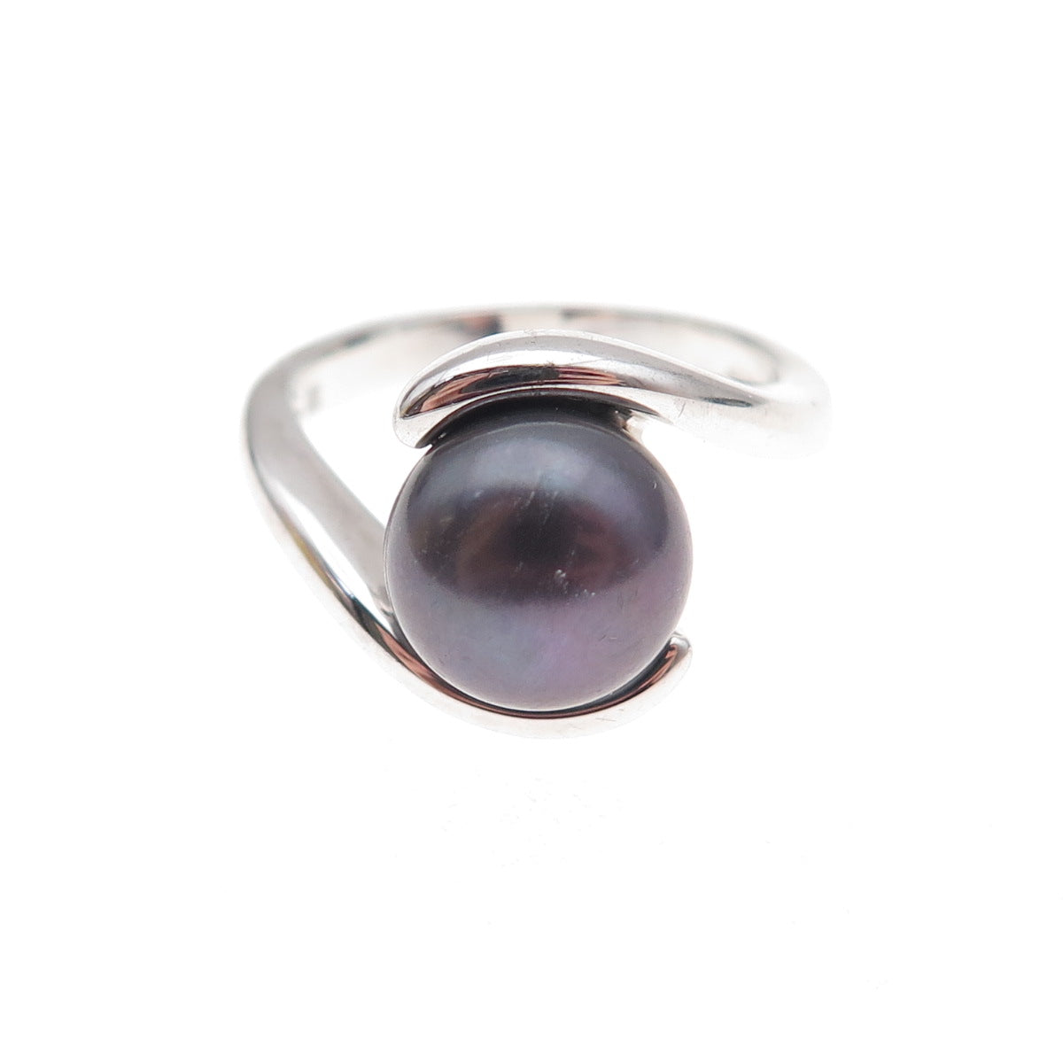 Honora 925 Sterling Silver Real Tahitian Pearl Bypass Ring Size 7