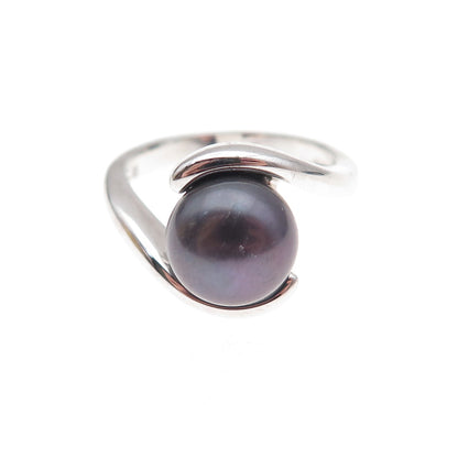 Honora 925 Sterling Silver Real Tahitian Pearl Bypass Ring Size 7