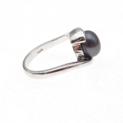Honora 925 Sterling Silver Real Tahitian Pearl Bypass Ring Size 7