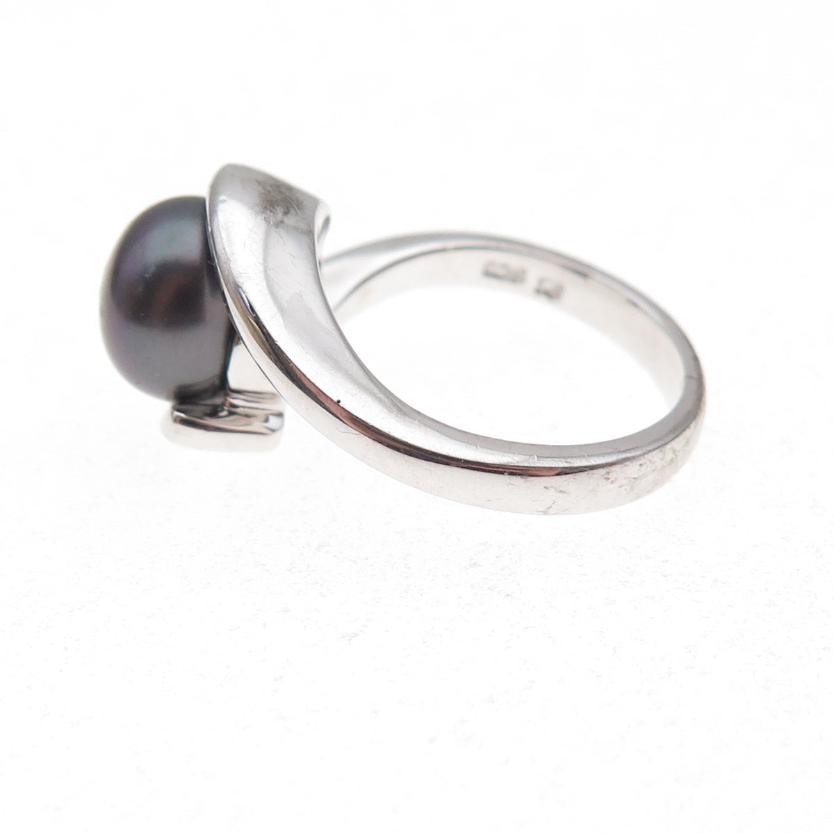Honora 925 Sterling Silver Real Tahitian Pearl Bypass Ring Size 7