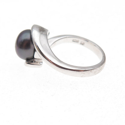 Honora 925 Sterling Silver Real Tahitian Pearl Bypass Ring Size 7