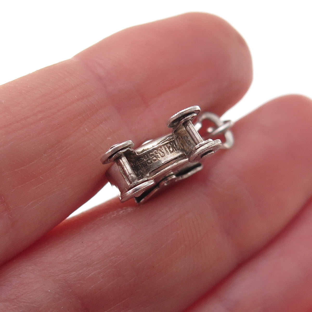 925 Sterling Silver Vintage Mexico Baby Stroller Movable 3D Charm Pendant