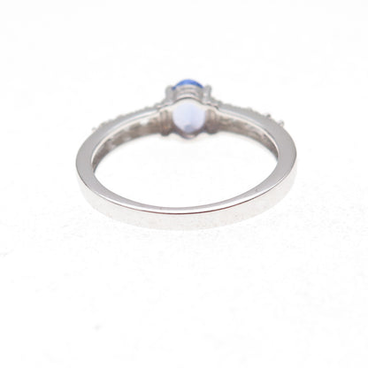 925 Sterling Silver Real Tanzanite & White Topaz Ring Size 8
