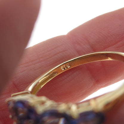 Chuck Clemency 925 Sterling Silver Gold Plated Real Tanzanite Ring Size 8