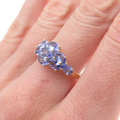 Chuck Clemency 925 Sterling Silver Gold Plated Real Tanzanite Ring Size 8