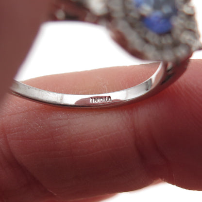 925 Sterling Silver Real Tanzanite & White Topaz Ring Size 8