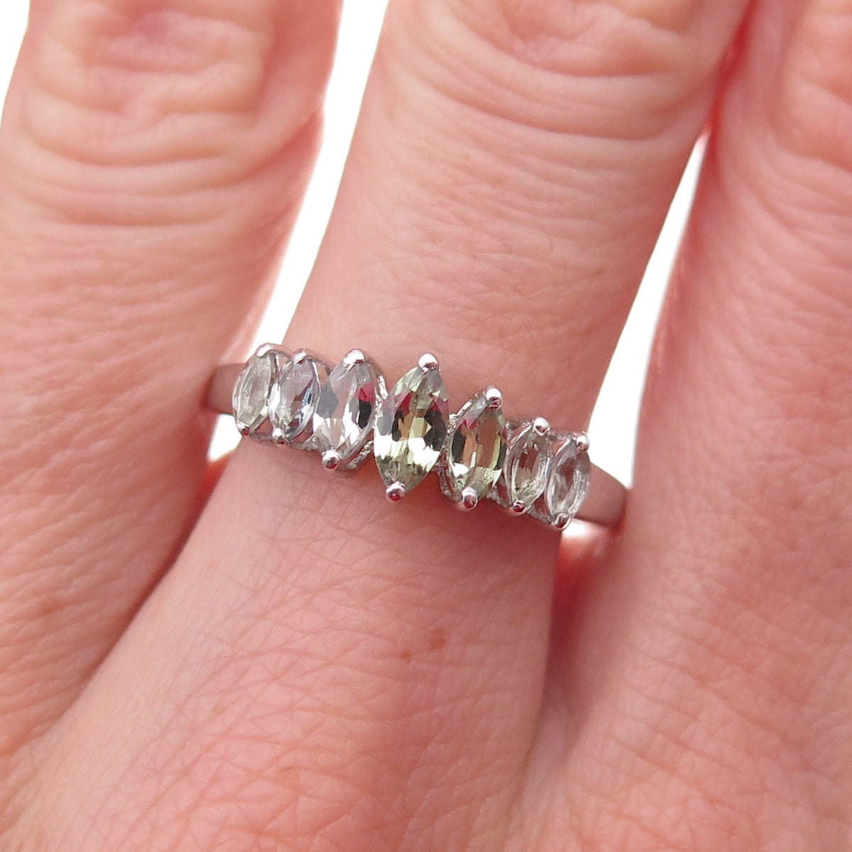 Chuck Clemency 925 Sterling Silver Real Green Amethyst Ring Size 8.25