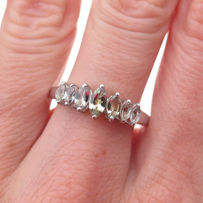 Chuck Clemency 925 Sterling Silver Real Green Amethyst Ring Size 8.25