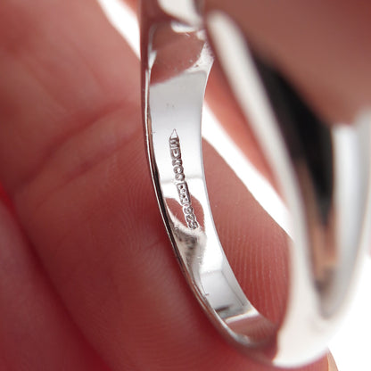 925 Sterling Silver Mexico Real Round-Cut Diamond Heart Signet Ring Size 7