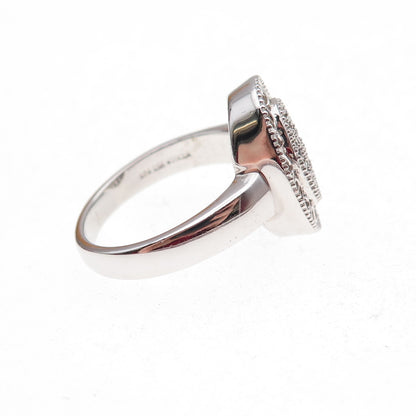 925 Sterling Silver Mexico Real Round-Cut Diamond Ornate Ring Size 7
