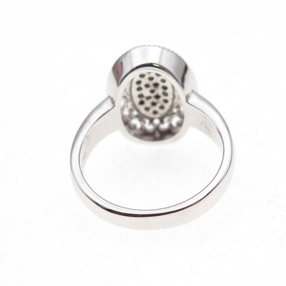 925 Sterling Silver Mexico Real Round-Cut Diamond Ornate Ring Size 7
