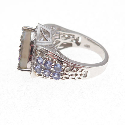 Chuck Clemency 925 Sterling Silver Real Diamond Druzy & Tanzanite Ring Size 8