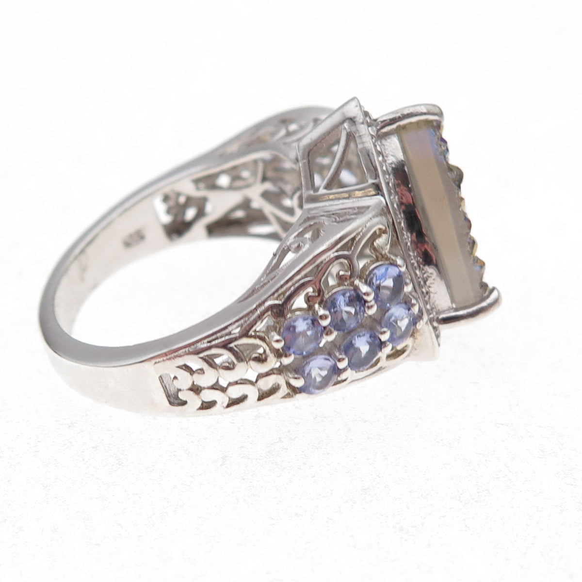 Chuck Clemency 925 Sterling Silver Real Diamond Druzy & Tanzanite Ring Size 8