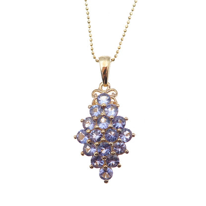 Chuck Clemency 925 Sterling Silver Gold Plated Real Tanzanite Chain Necklace 18"