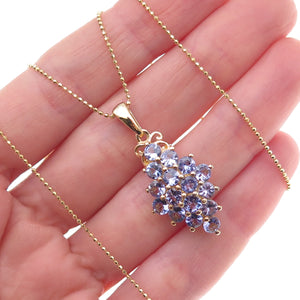 Chuck Clemency 925 Sterling Silver Gold Plated Real Tanzanite Chain Necklace 18"