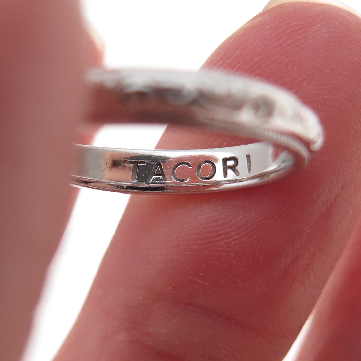 Tacori 925 Sterling Silver Princess-Cut C Z Engagement Ring Size 5.25