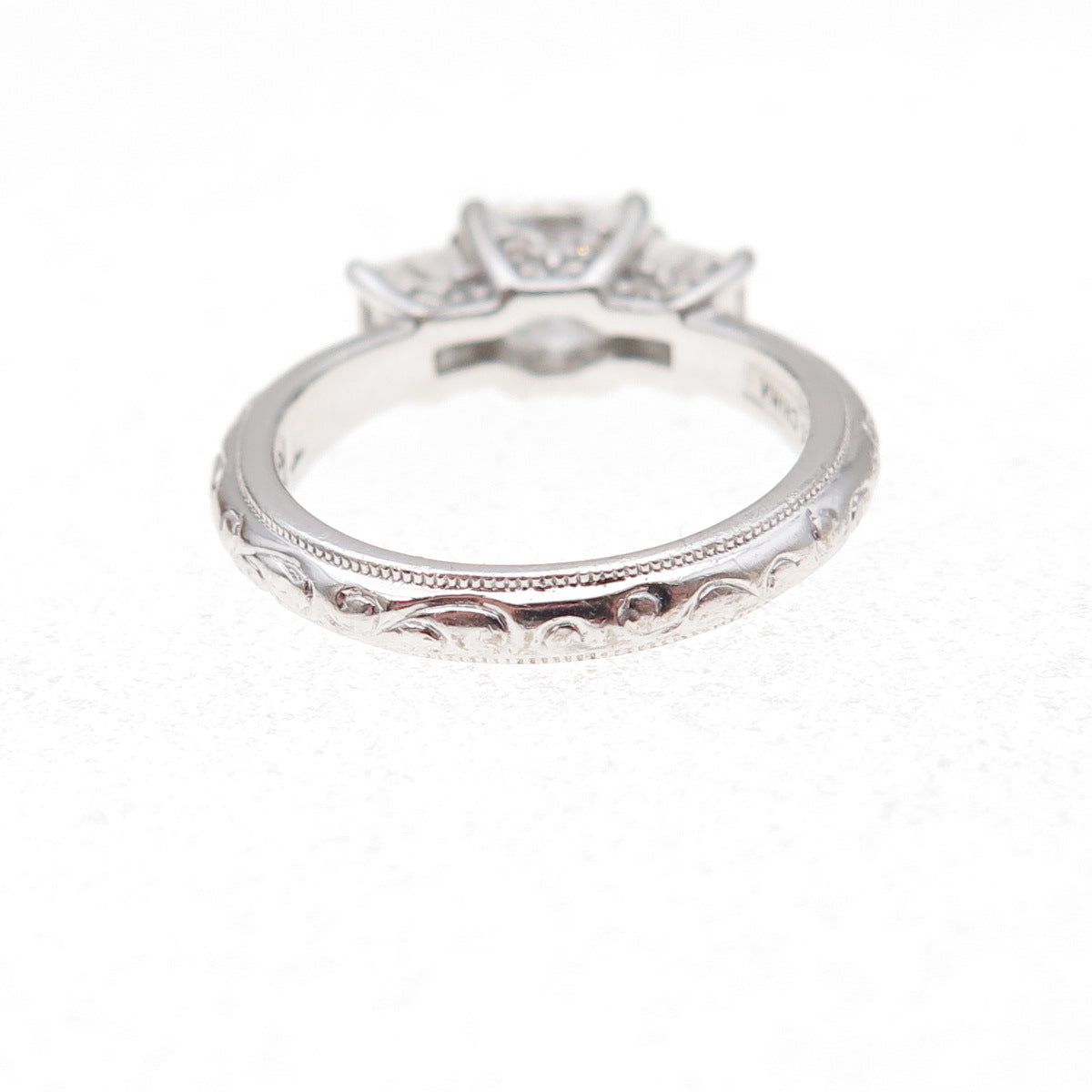 Tacori 925 Sterling Silver Princess-Cut C Z Engagement Ring Size 5.25
