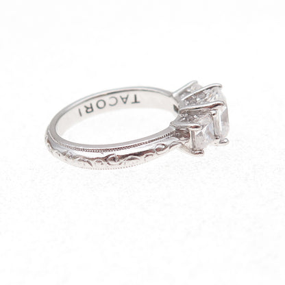 Tacori 925 Sterling Silver Princess-Cut C Z Engagement Ring Size 5.25