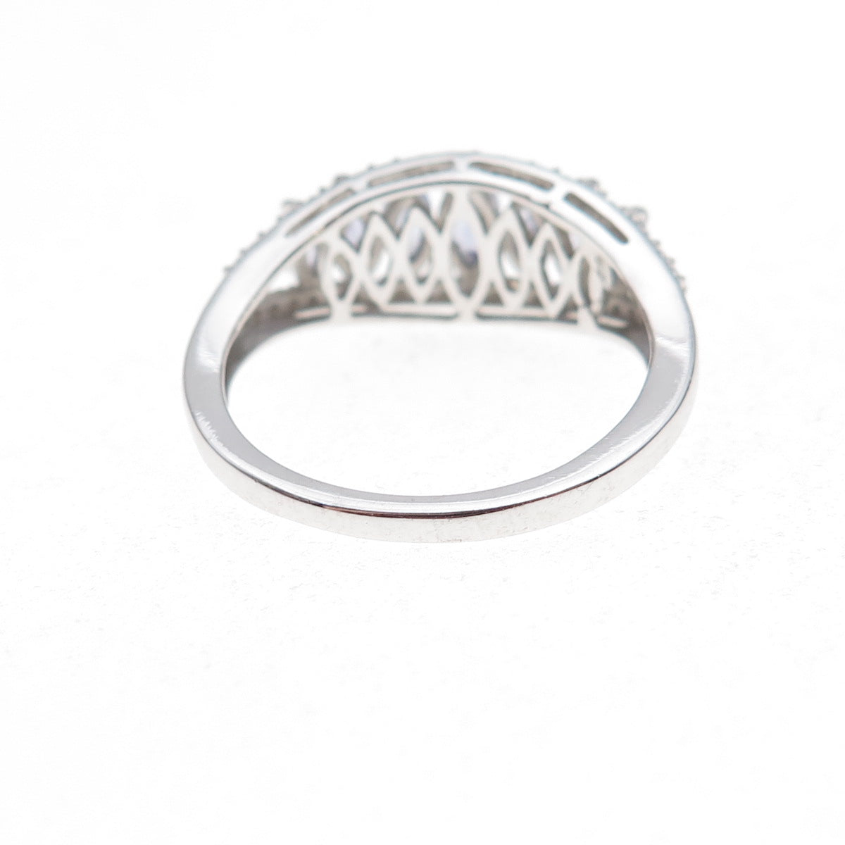 Chuck Clemency 925 Sterling Silver Real Marquise-Cut Tanzanite Ring Size 8