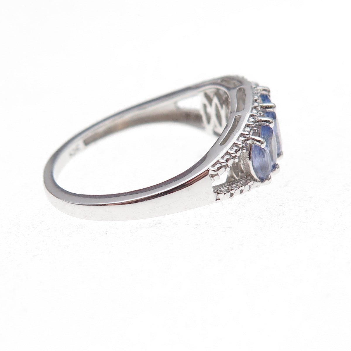 Chuck Clemency 925 Sterling Silver Real Marquise-Cut Tanzanite Ring Size 8
