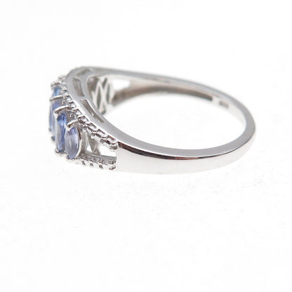 Chuck Clemency 925 Sterling Silver Real Marquise-Cut Tanzanite Ring Size 8