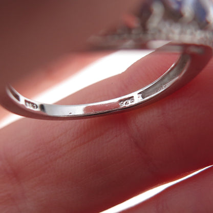 Chuck Clemency 925 Sterling Silver Real Marquise-Cut Tanzanite Ring Size 8