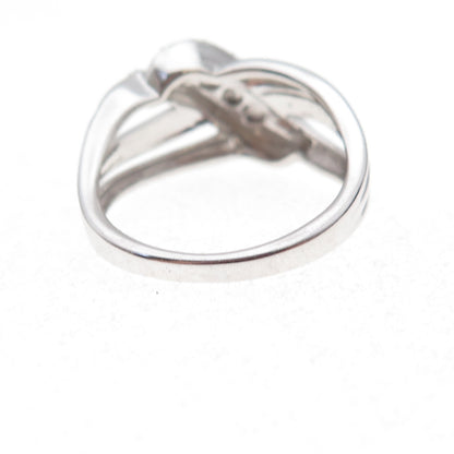 Jane Seymour 925 Sterling Silver Real Diamond Crisscross Ring Size 7