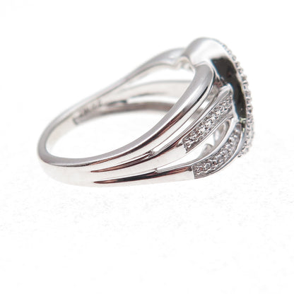 Jane Seymour 925 Sterling Silver Real Diamond Crisscross Ring Size 7