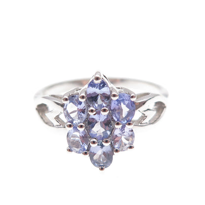 925 Sterling Silver Real Oval-Cut Tanzanite Ring Size 8