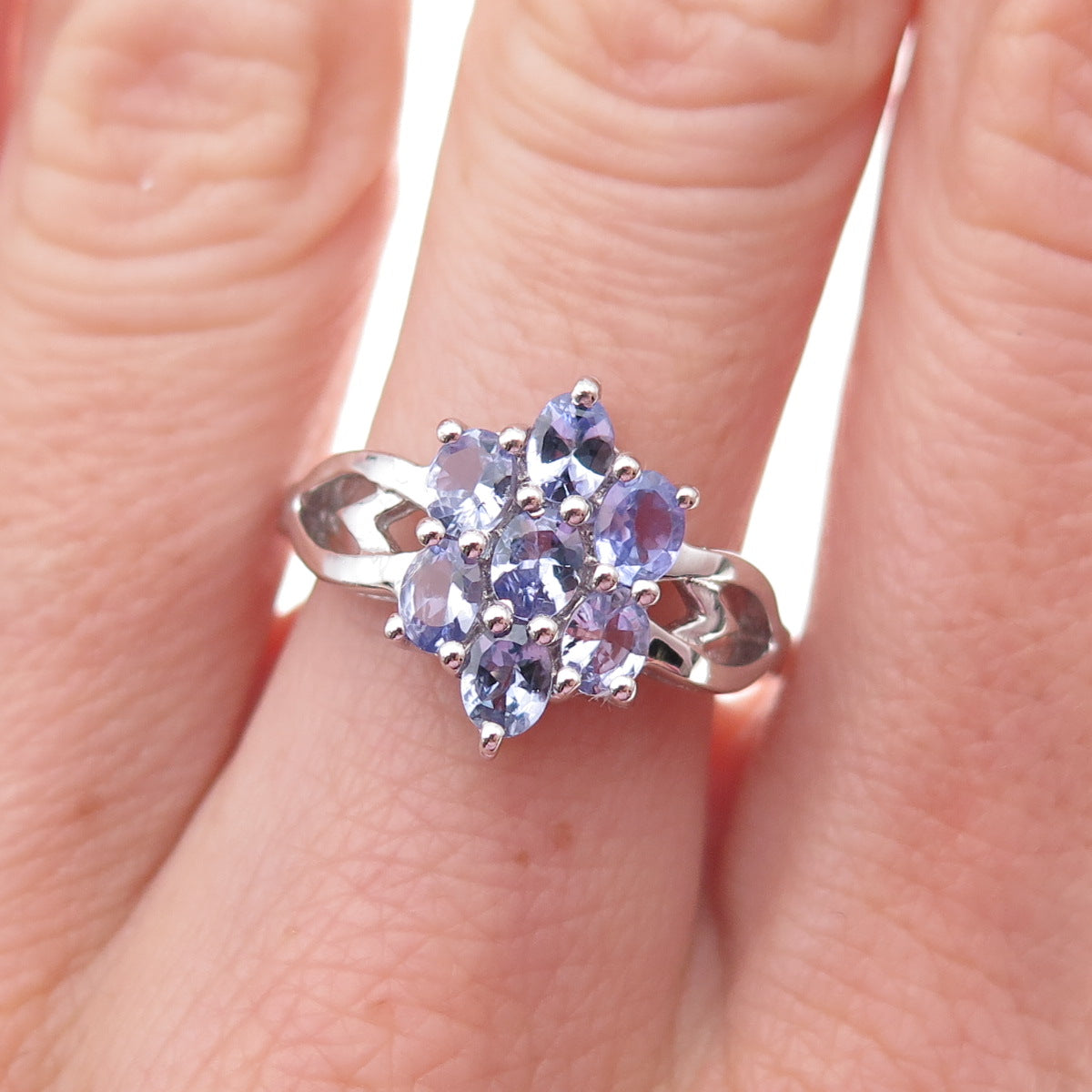 925 Sterling Silver Real Oval-Cut Tanzanite Ring Size 8
