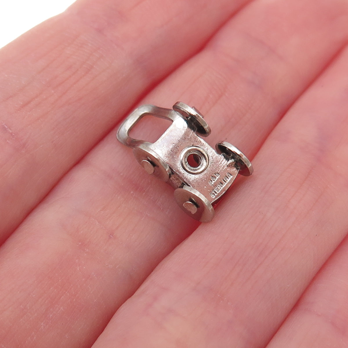 Paye & Baker 925 Sterling Silver Antique Art Deco Baby Carriage 3D Charm Pendant