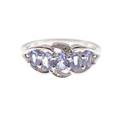 Chuck Clemency 925 Sterling Silver Real Diamond & Tanzanite Ring Size 8.25