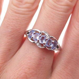 Chuck Clemency 925 Sterling Silver Real Diamond & Tanzanite Ring Size 8.25