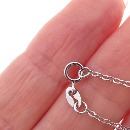 925 Sterling Silver Mexico Real Diamond & Garnet Floral Cable Chain Necklace 18"