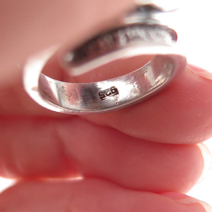 925 Sterling Silver Vintage Israel Real Eilat Modernist Adjustable Ring Size 6