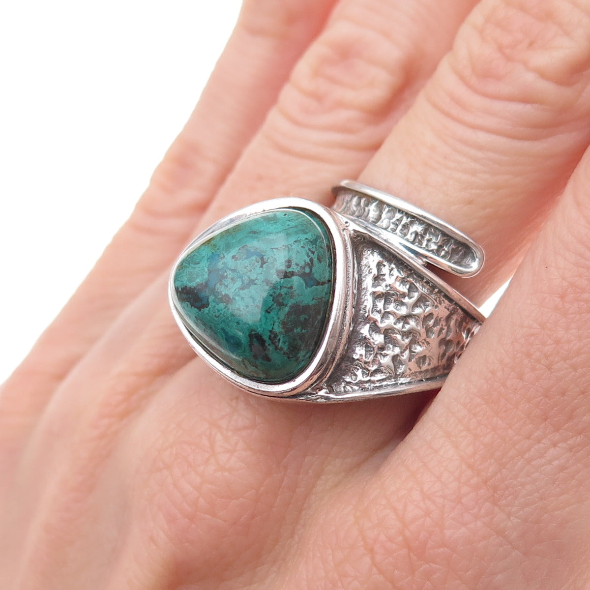 925 Sterling Silver Vintage Israel Real Eilat Modernist Adjustable Ring Size 6
