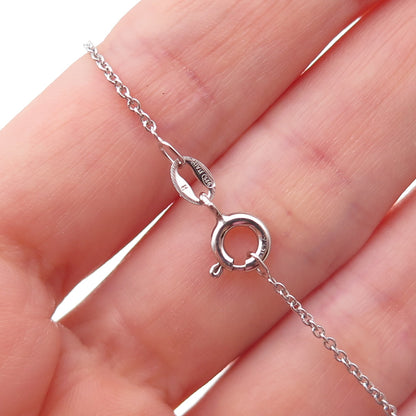 925 Sterling Silver Round-Cut C Z Heart Cable Chain Necklace 18"