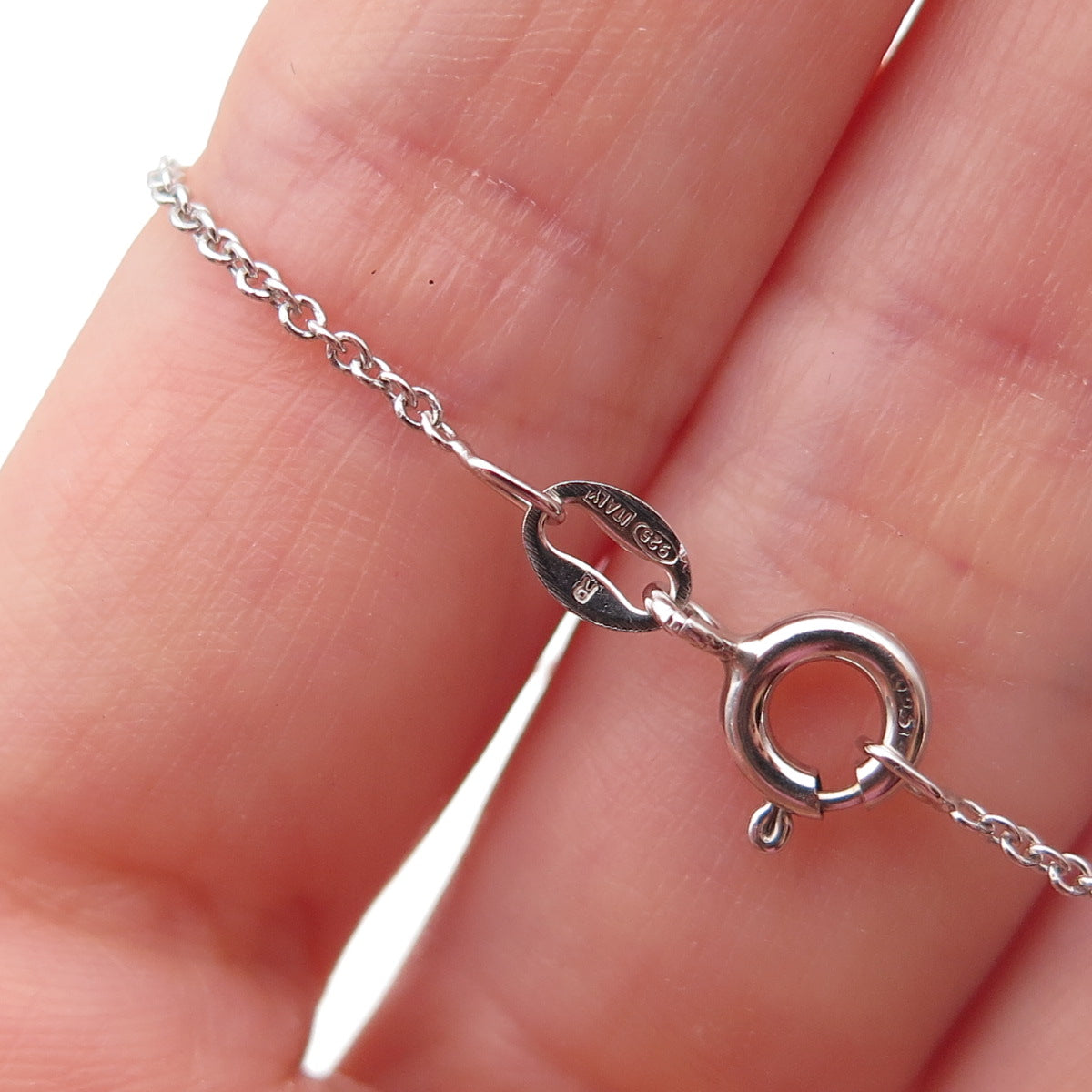 925 Sterling Silver Round-Cut C Z Heart Cable Chain Necklace 18"