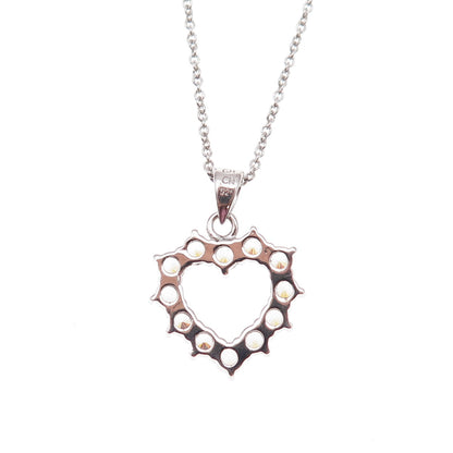 925 Sterling Silver Round-Cut C Z Heart Cable Chain Necklace 18"